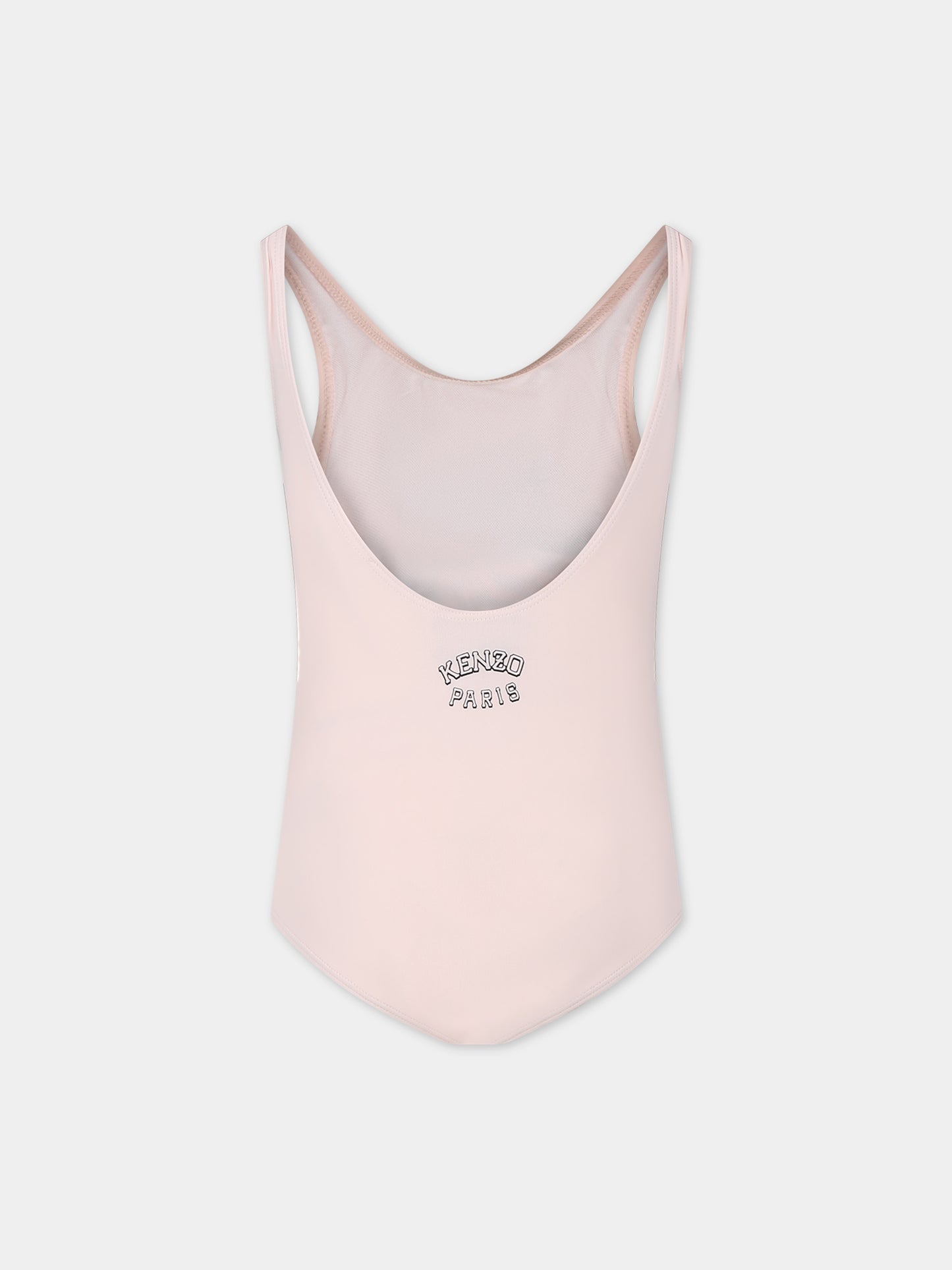 Costume intero rosa per bambina con stampa e logo,Kenzo Kids,K60177 46T