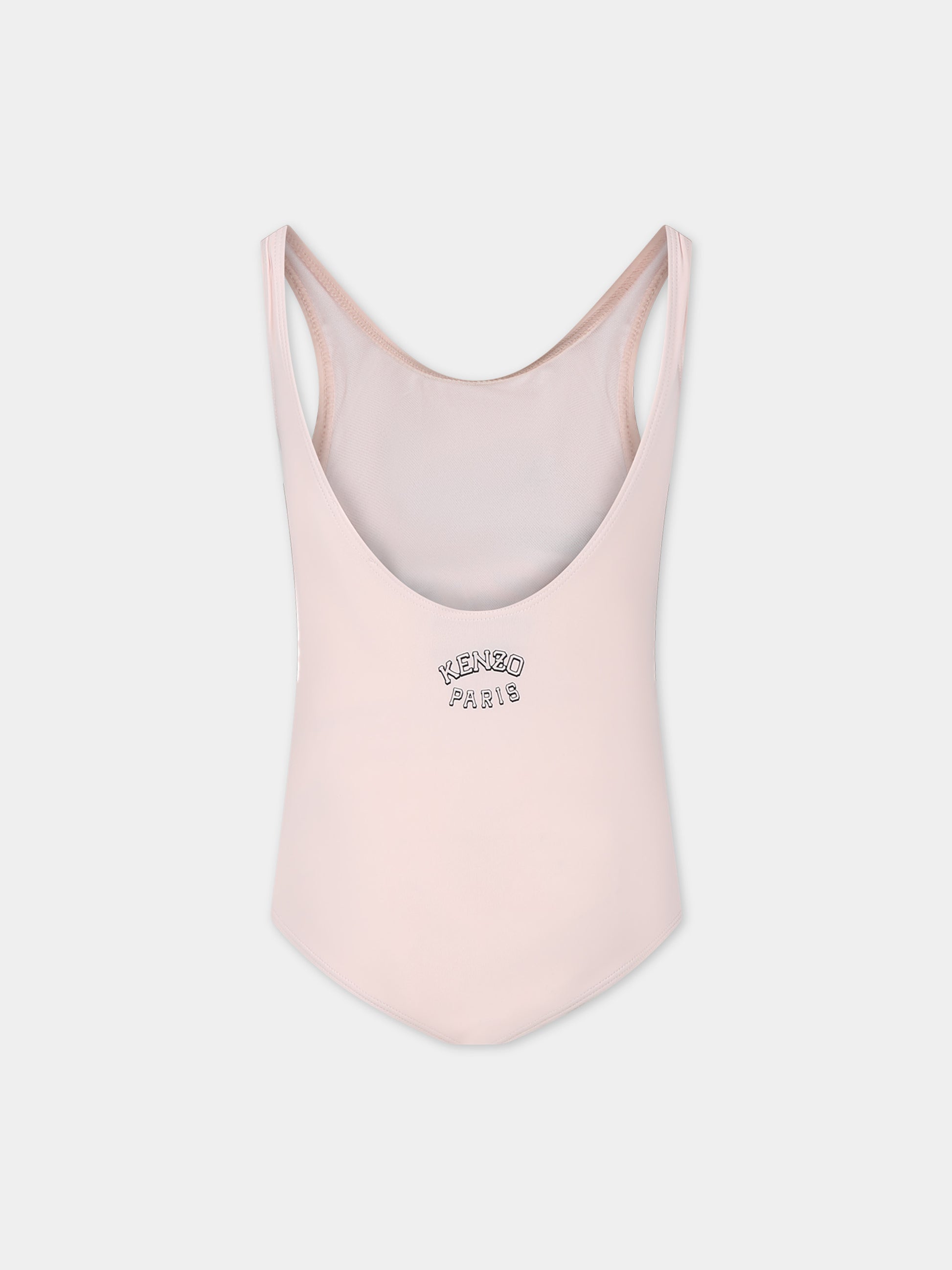 Costume intero rosa per bambina con stampa e logo,Kenzo Kids,K60177 46T