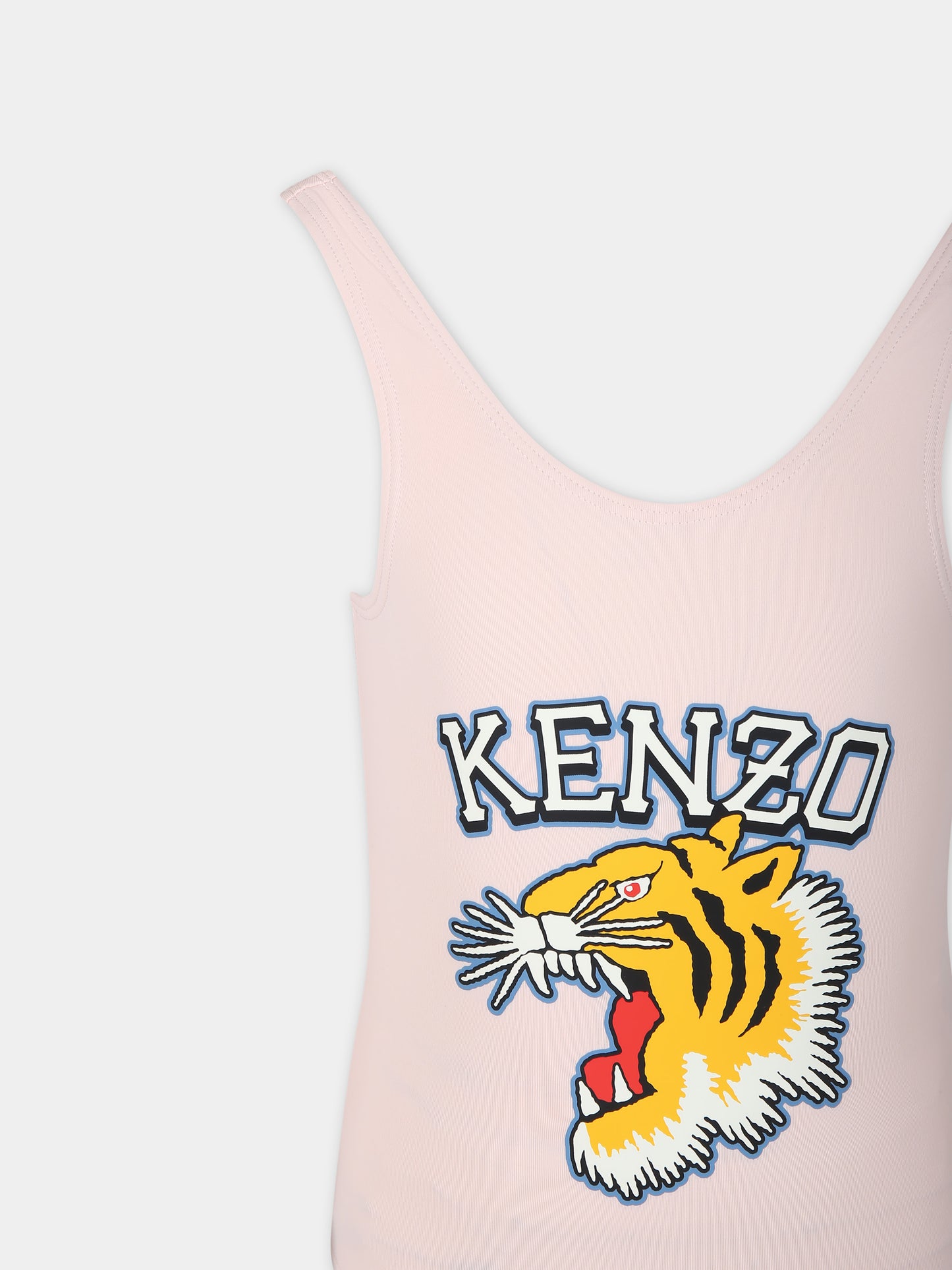 Costume intero rosa per bambina con stampa e logo,Kenzo Kids,K60177 46T