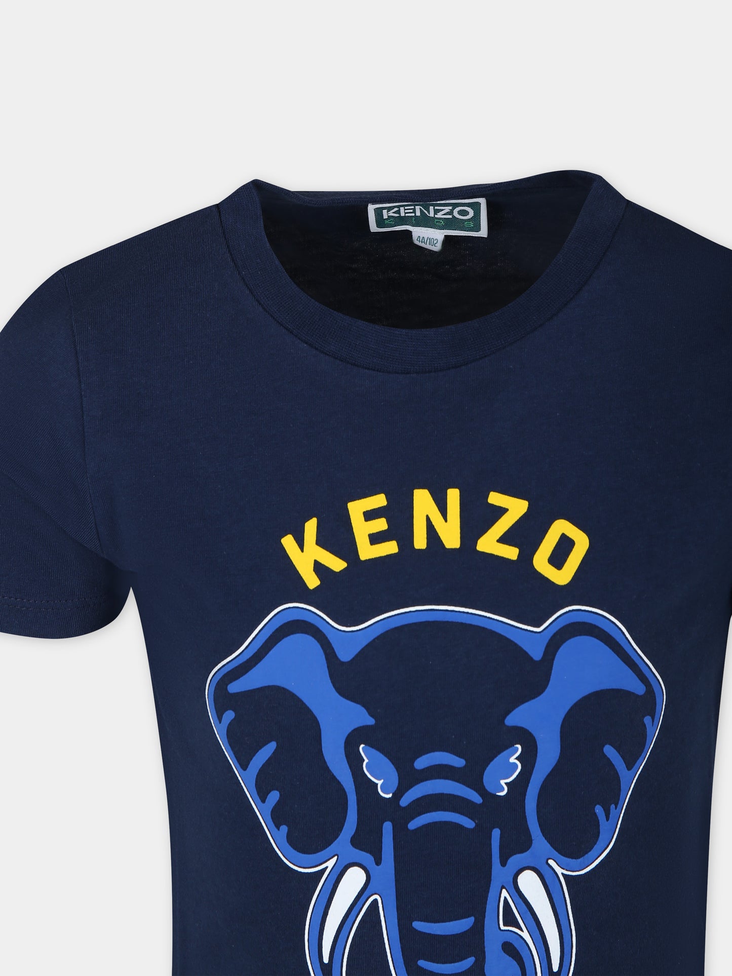 T-shirt blu per bambino con stampa e logo,Kenzo Kids,K60357 84A