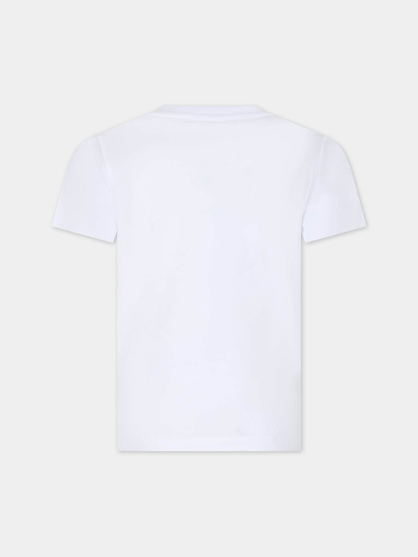 T-shirt bianca per bambino con iconico elefante,Kenzo Kids,K60357 10P
