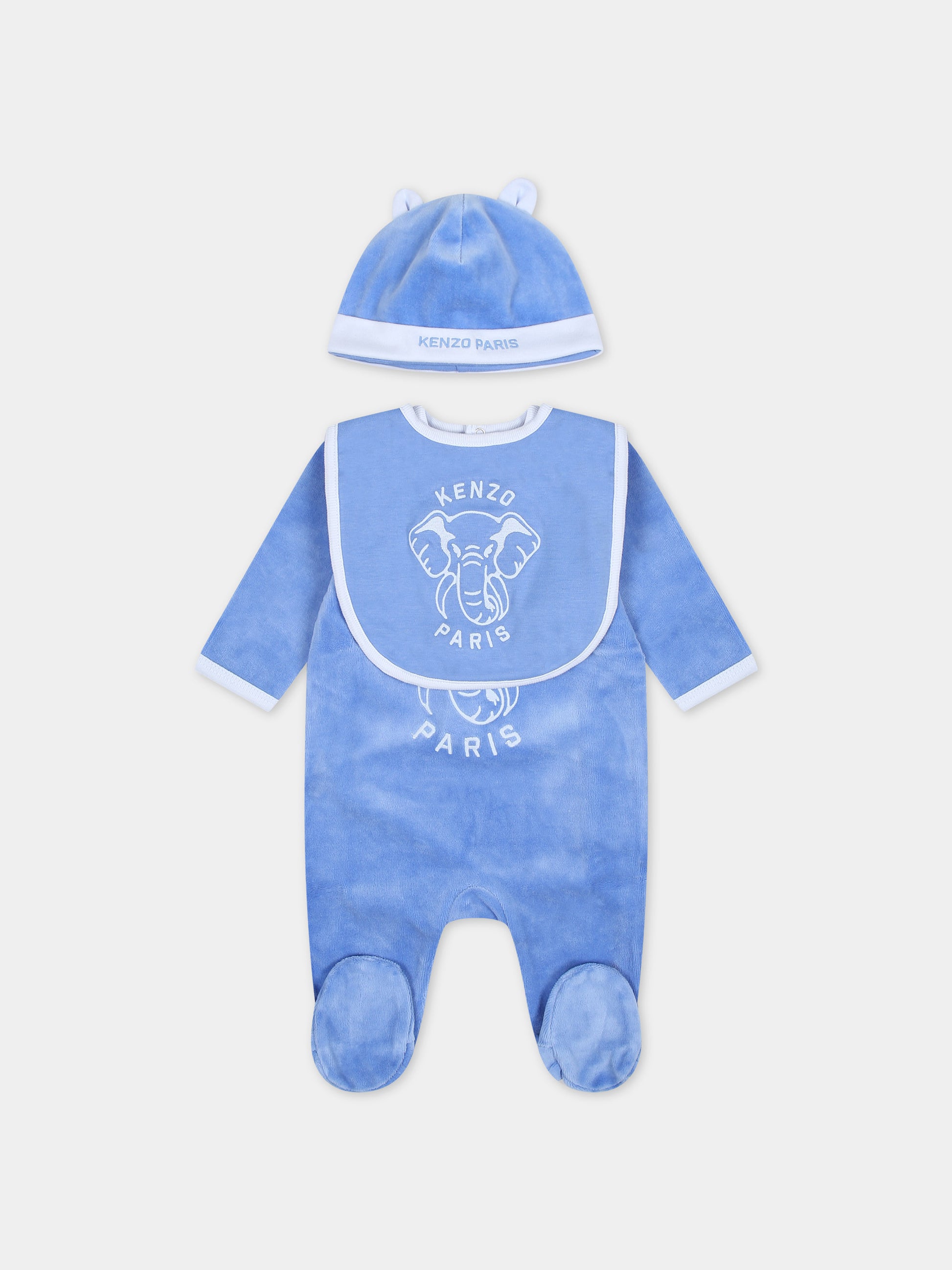 Set azzurro per neonato con logo,Kenzo Kids,K60076 81G