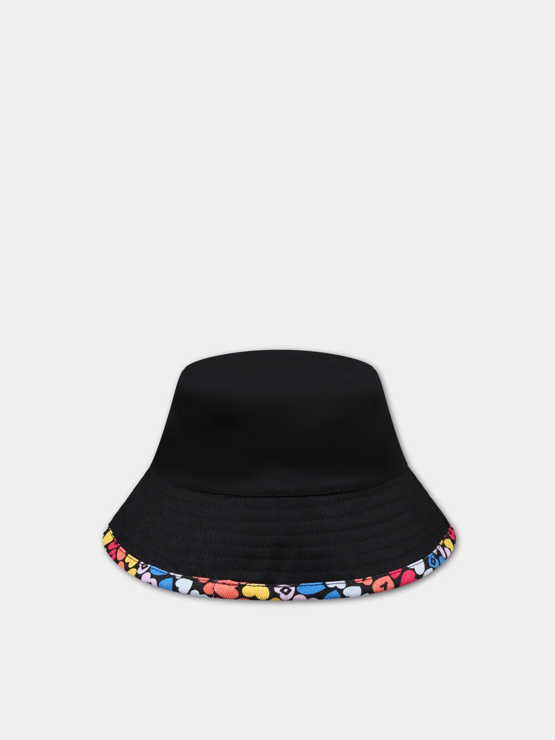 Cloche nera per bambina con cuori multicolor e logo,Sonia Rykiel Paris,A00142 Z41