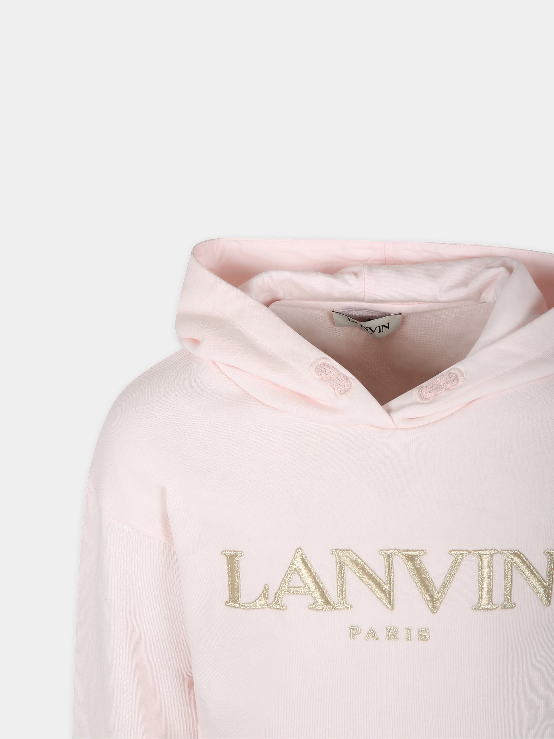Felpa rosa con cappuccio per bambina con logo,Lanvin Petite,N30021 45N