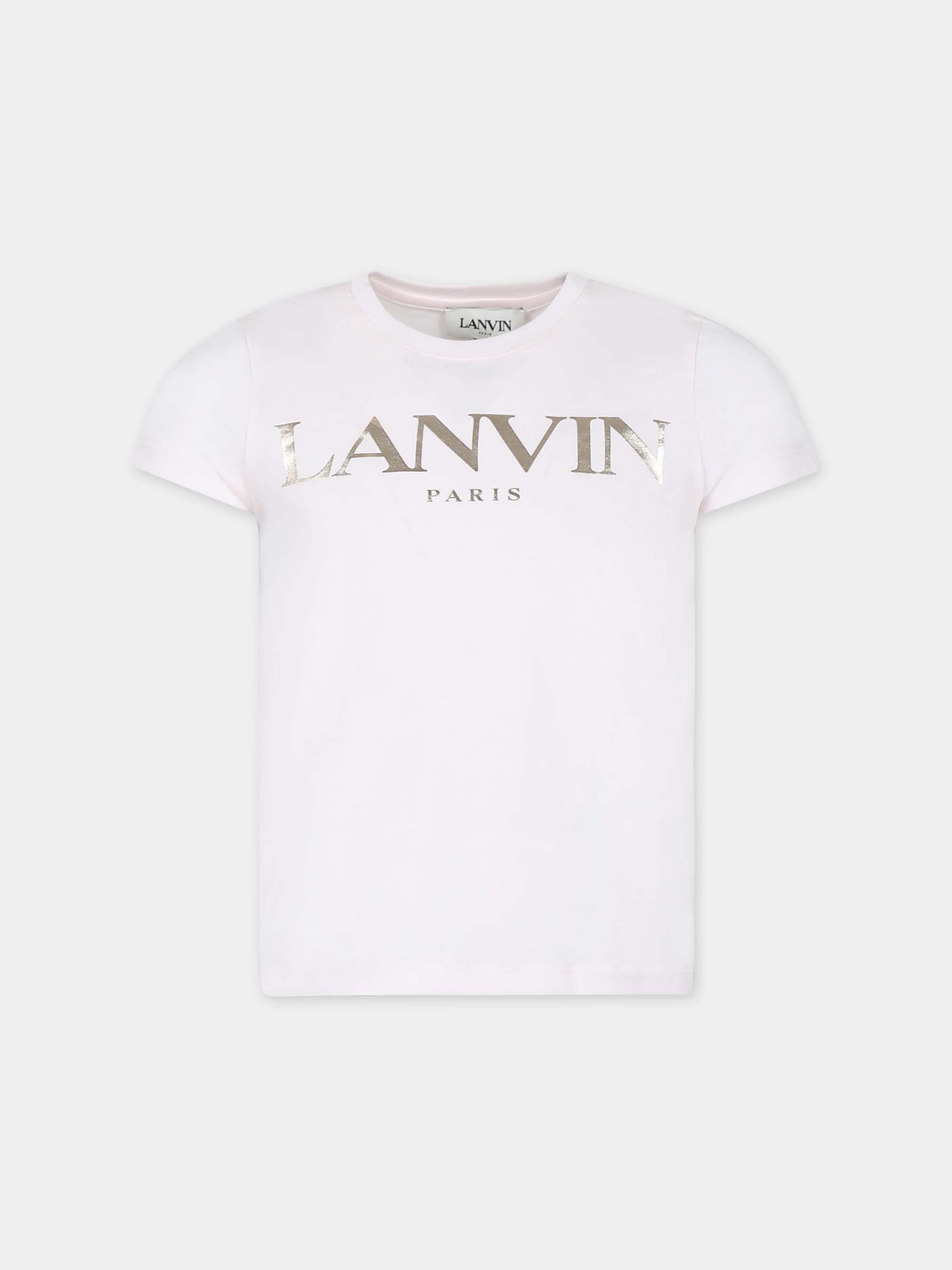 T-shirt rosa per bambina con logo,Lanvin Petite,N30028 45N