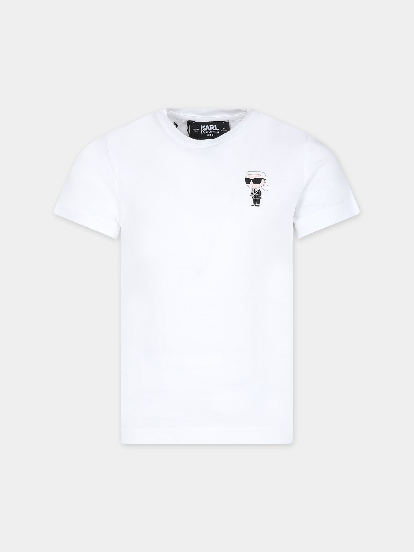 T-shirt bianca per bambino con stampa Karl,Karl Lagerfeld Kids,Z30054 10P