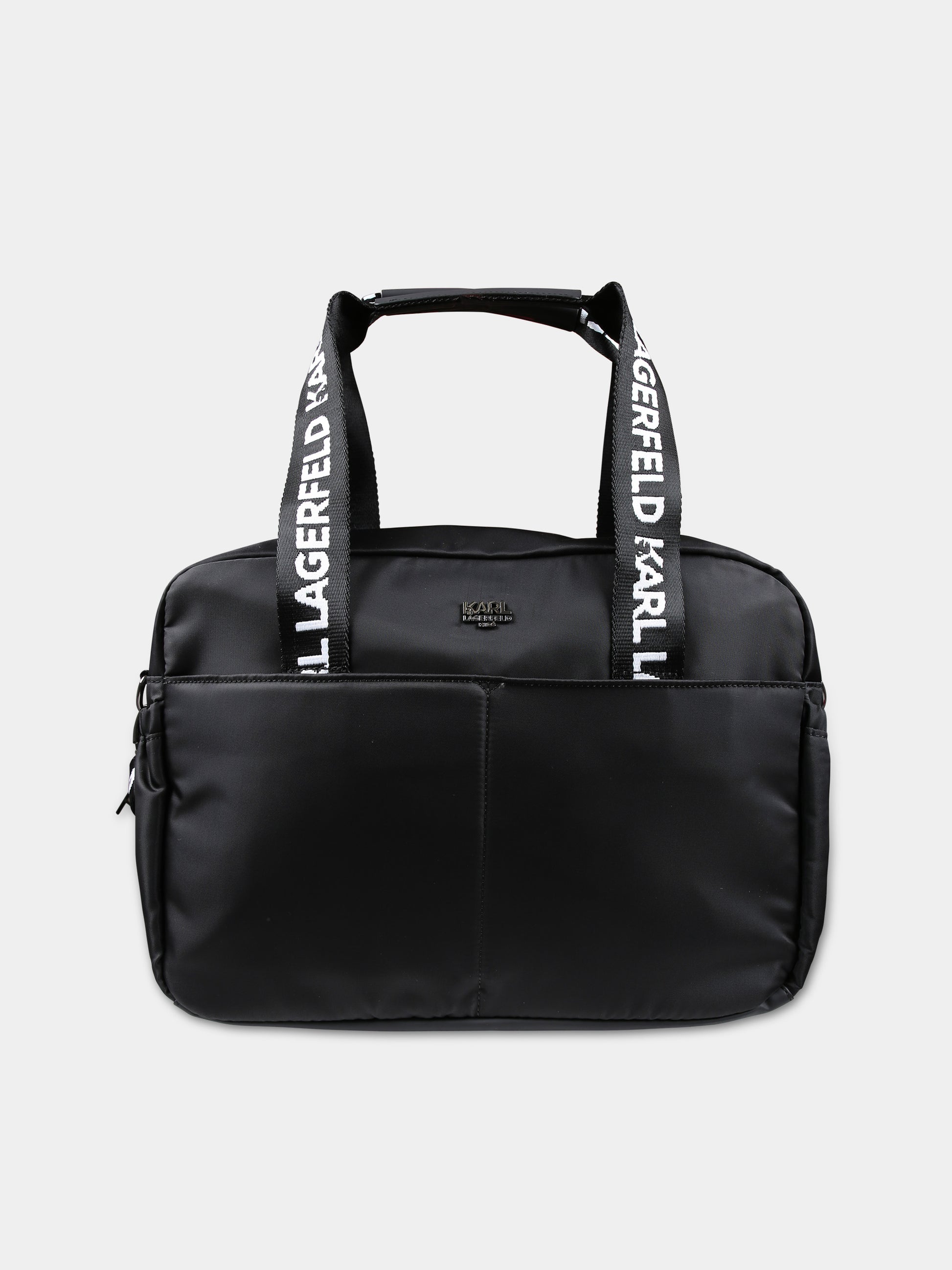 Borsa mamma nera per neonati con stampa Karl e Choupette,Karl Lagerfeld Kids,Z30167 09B