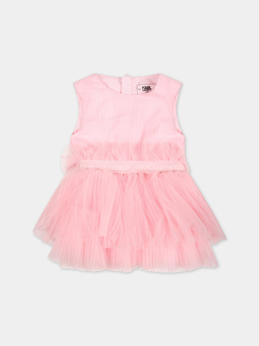 Vestito rosa per neonata con logo,Karl Lagerfeld Kids,Z30172 475