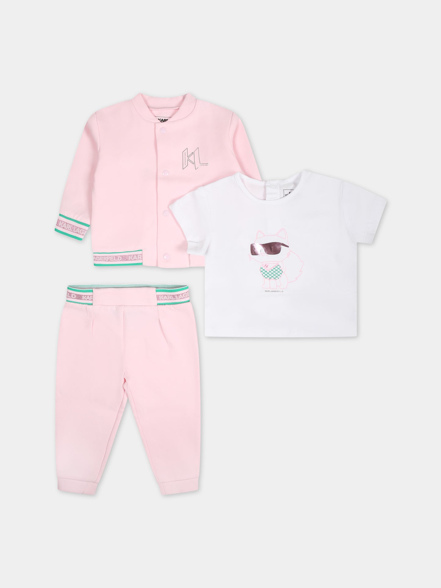 Completo rosa per neonata con logo,Karl Lagerfeld Kids,Z30129 N34
