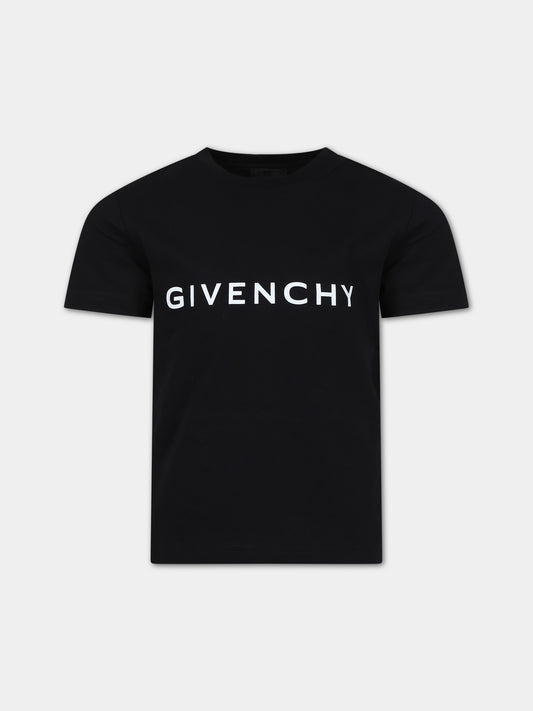 T-shirt nera per bambini con logo,Givenchy Kids,H30159 09B
