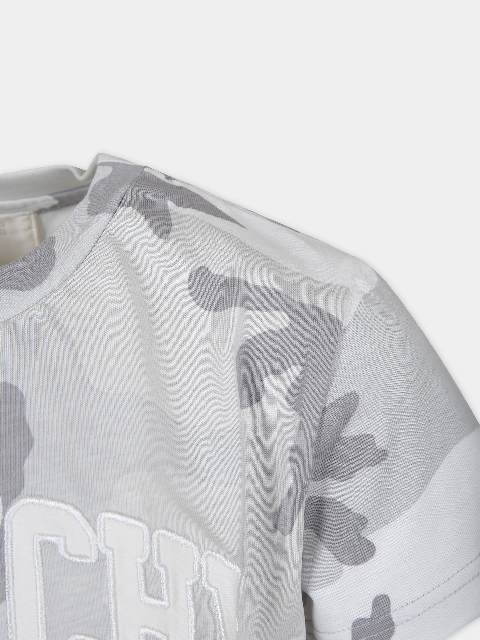 T-shirt grigia per bambino con stampa mimetica,Givenchy Kids,H30179 M01
