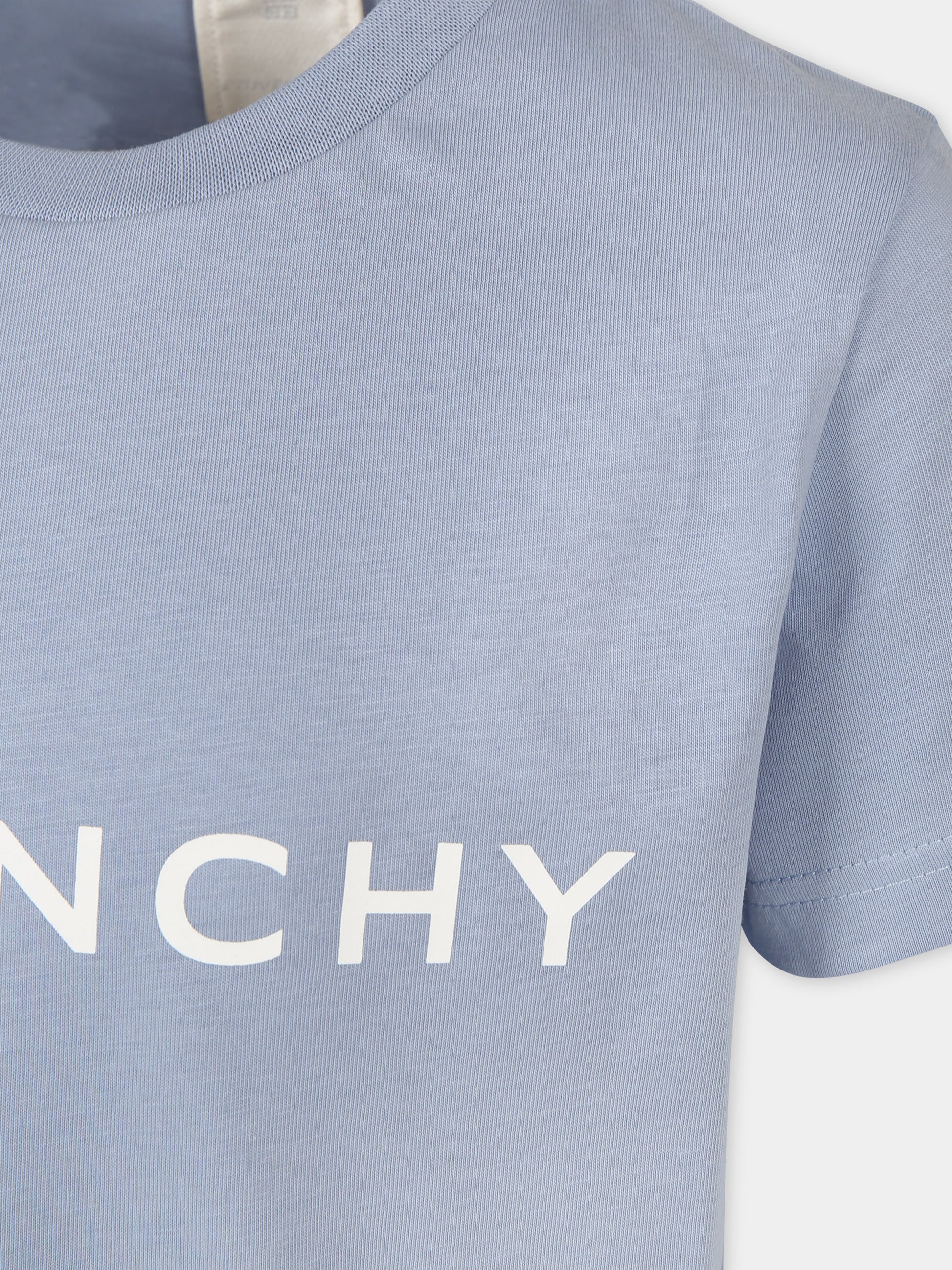 T-shirt celeste per bambino con logo,Givenchy Kids,H30159 790