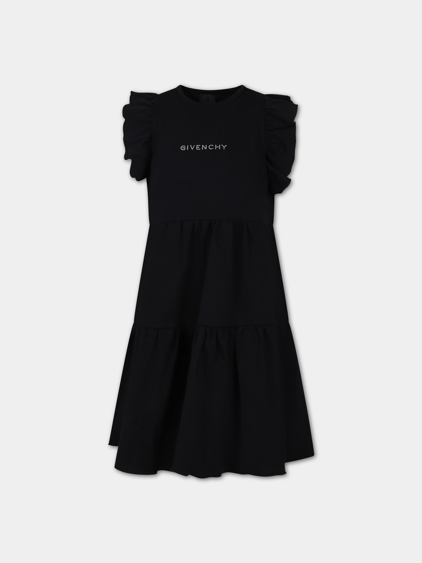 Vestito nero per bambina con logo,Givenchy Kids,H30050 09B