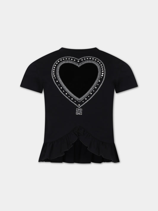 T-shirt nera per bambina con logo,Givenchy Kids,H30086 09B