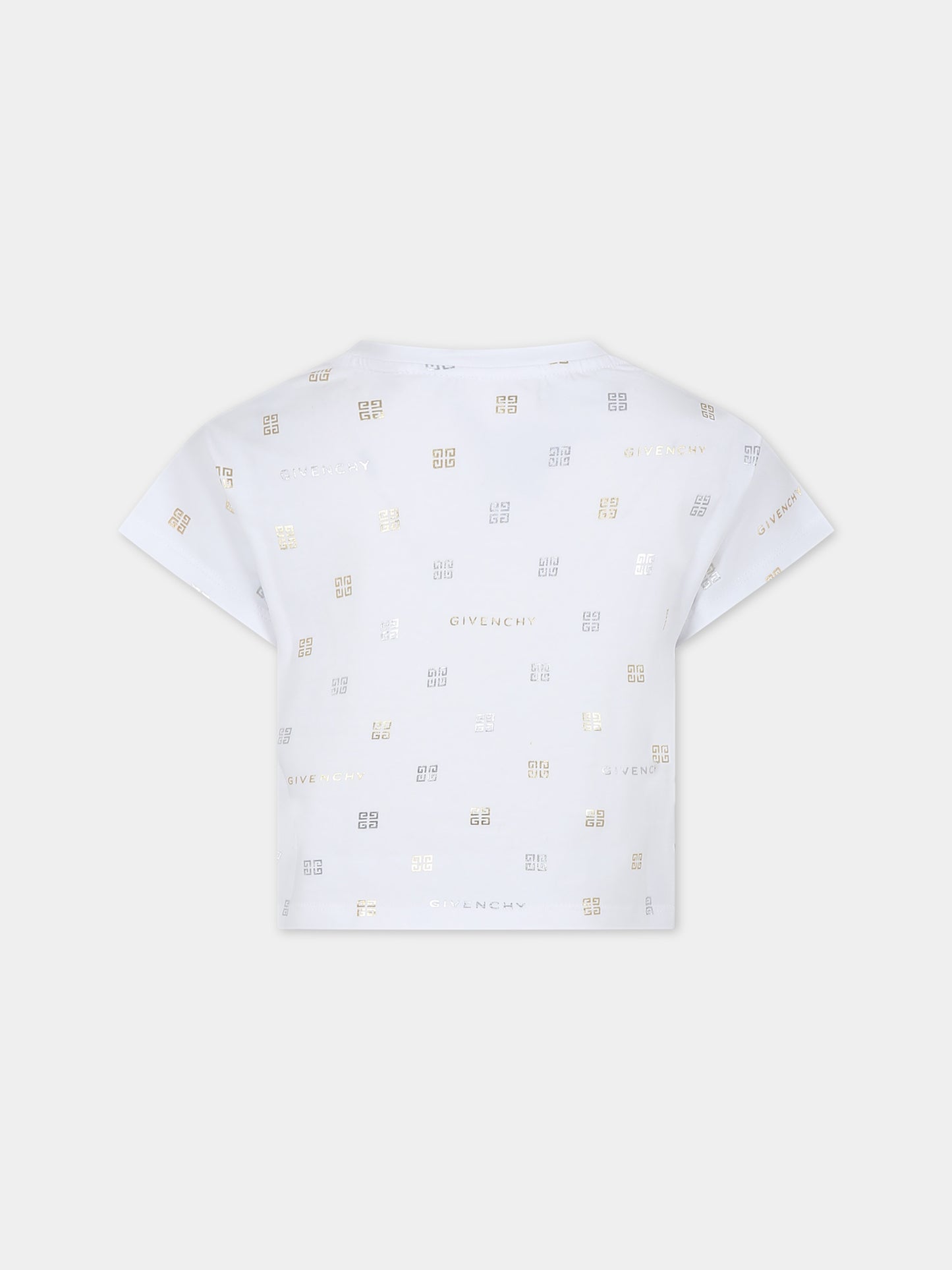 T-shirt bianca per bambina con motivo 4G all-over,Givenchy Kids,H30076 10P