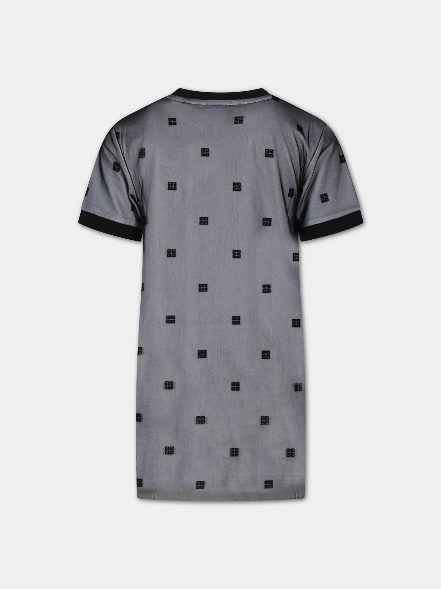 Vestito nero per bambina con logo all-over,Givenchy Kids,H30048 09B