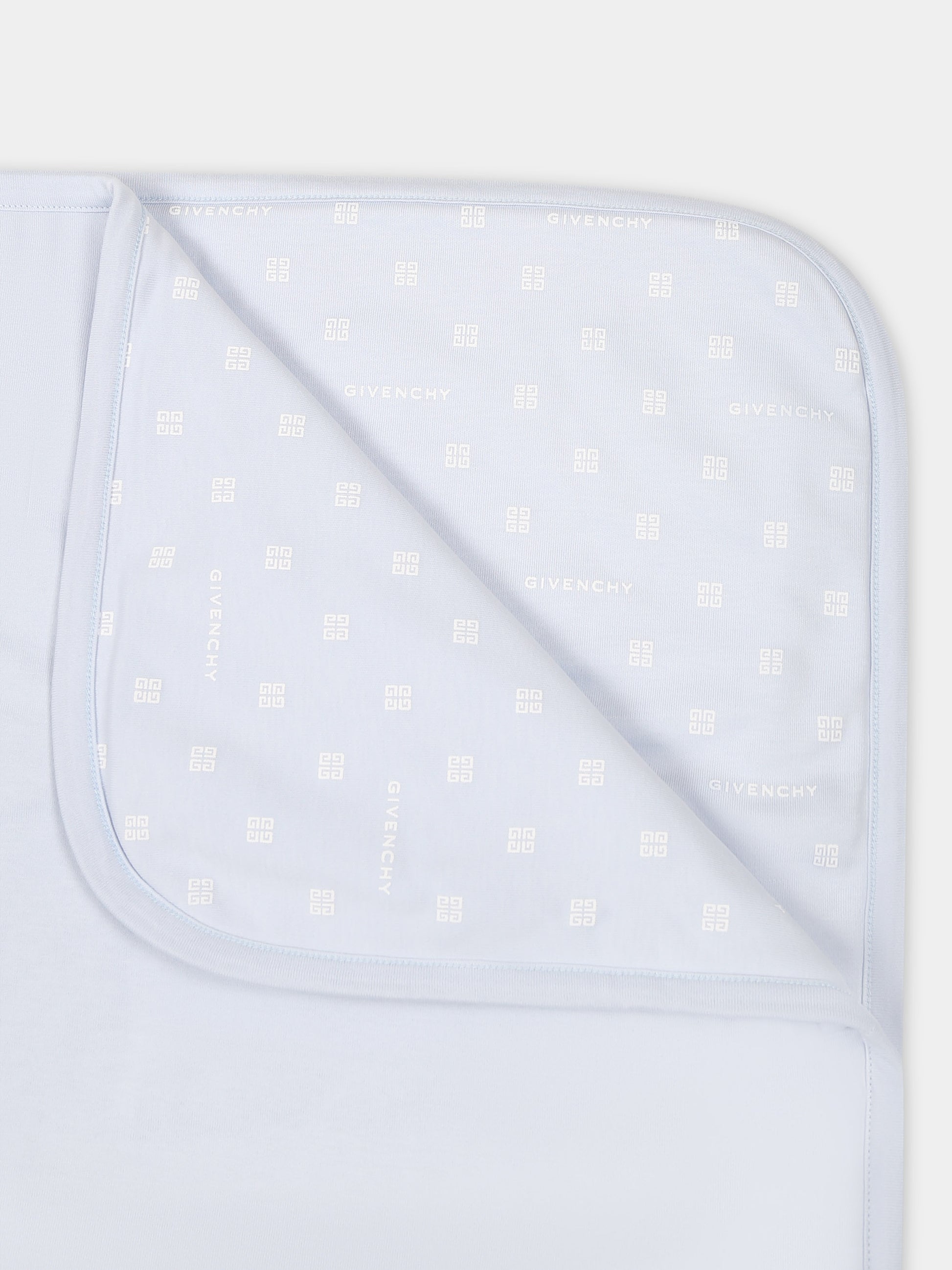 Coperta celeste per neonato con logo,Givenchy Kids,H30245 771