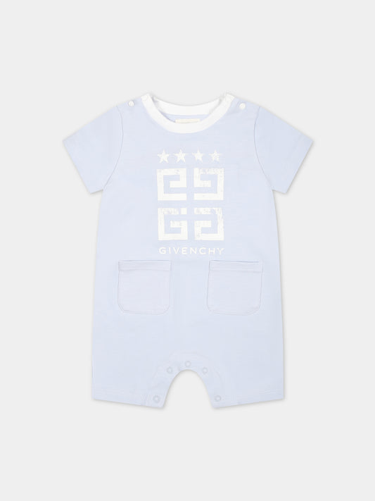 Pagliaccetto celeste per neonato con logo,Givenchy Kids,H30227 771