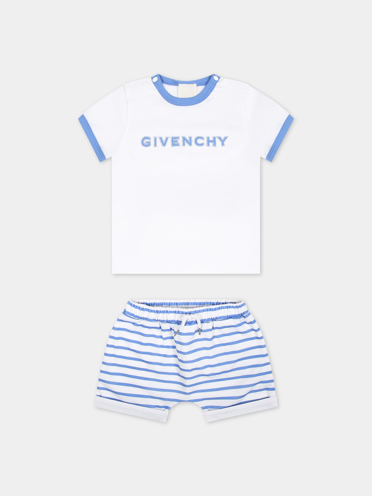 Completo celeste per neonato con logo,Givenchy Kids,H30265 824
