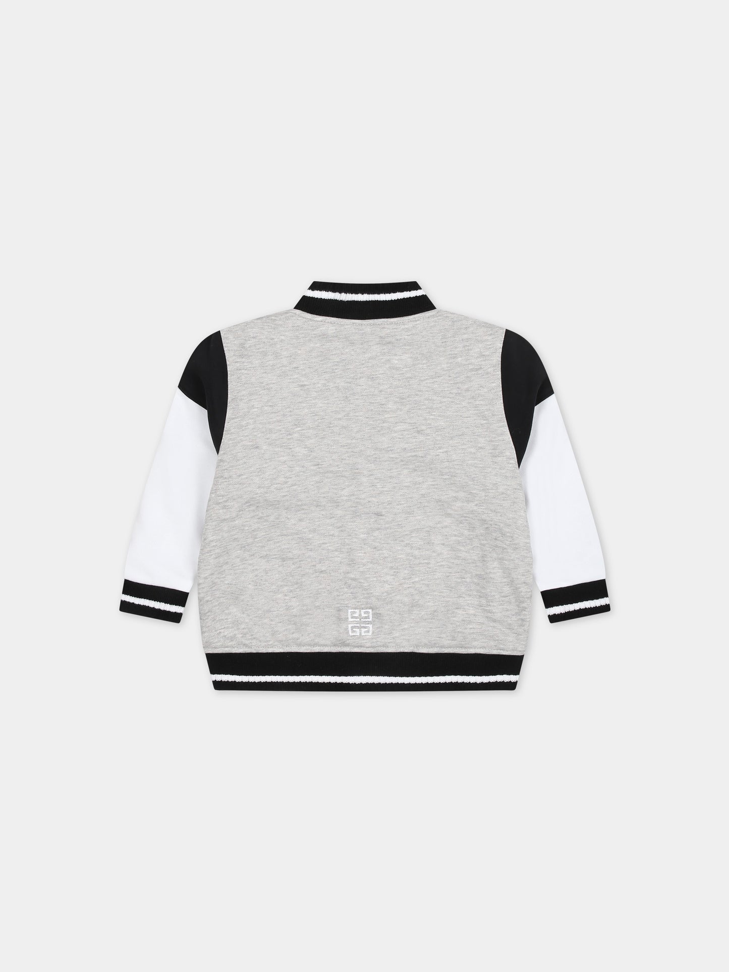 Bomber grigio per neonato con logo,Givenchy Kids,H30203 A01