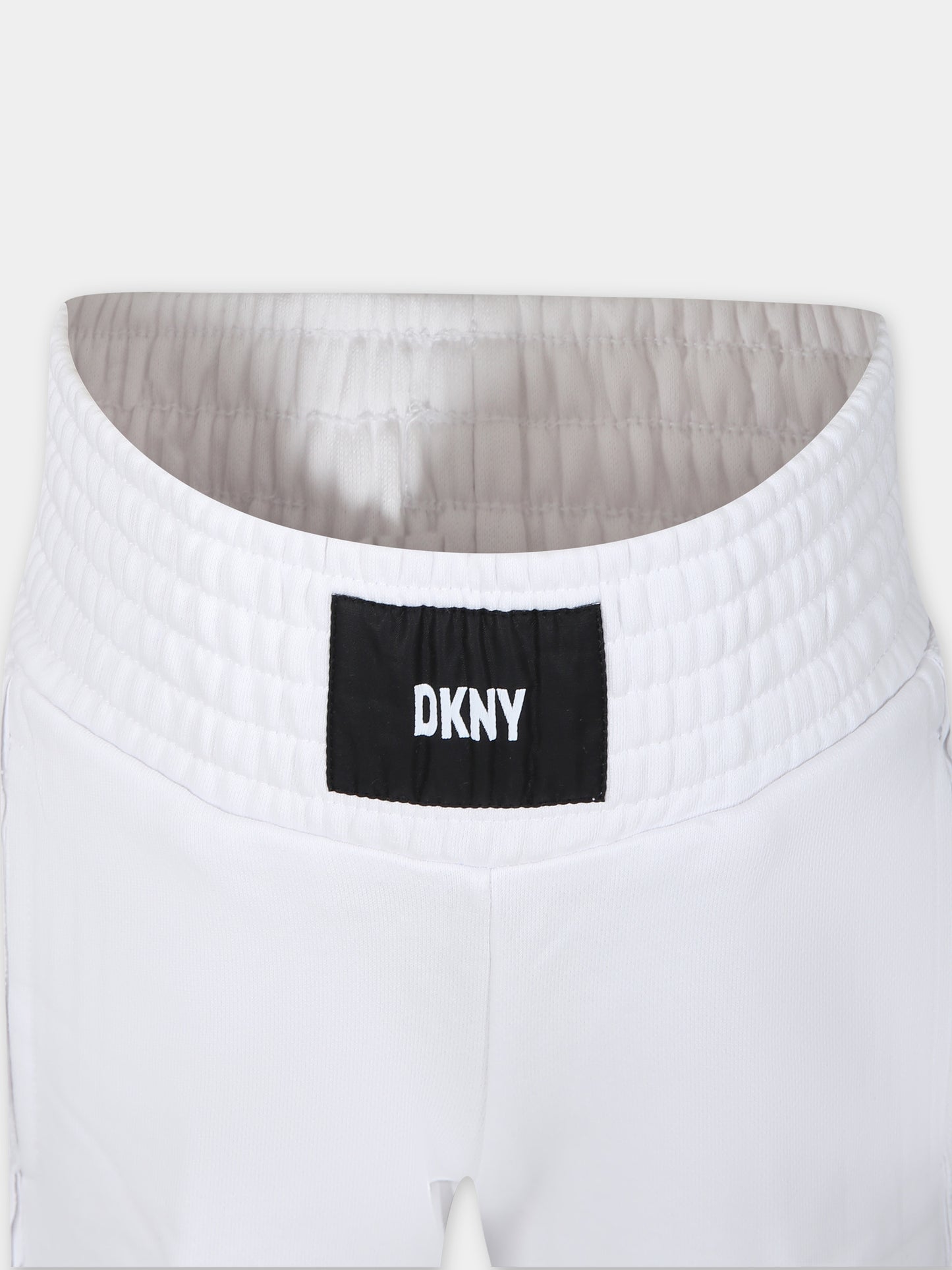 Shorts casual bianco per bambina con logo,Dkny,D60070 10P