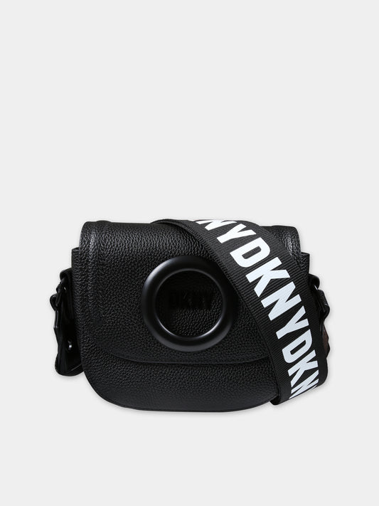 Borsa nera per bambina con logo,Dkny,D60155 09B