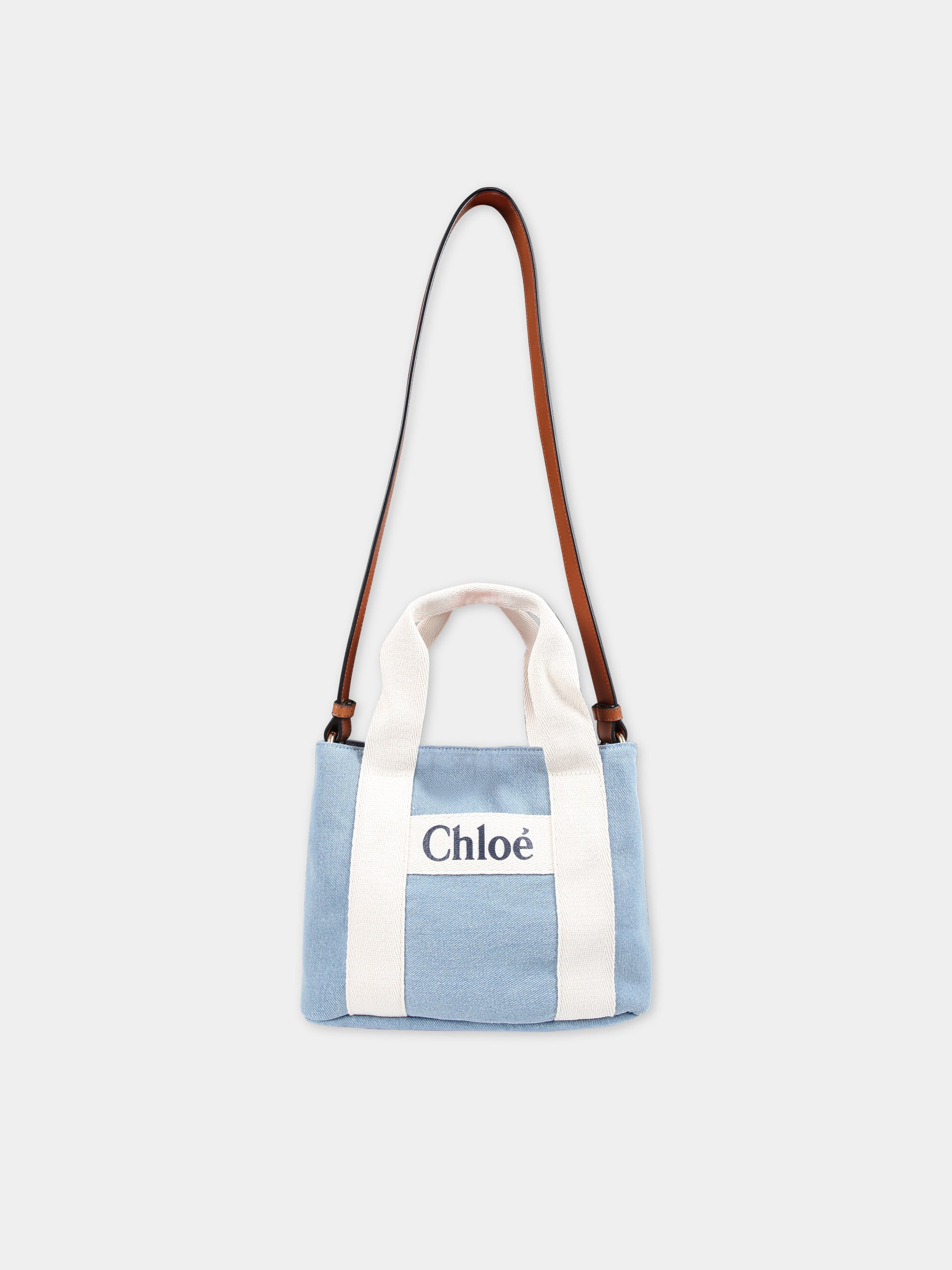 Borsa in denim per bambina con logo,Chloé Kids,C20046 Z10