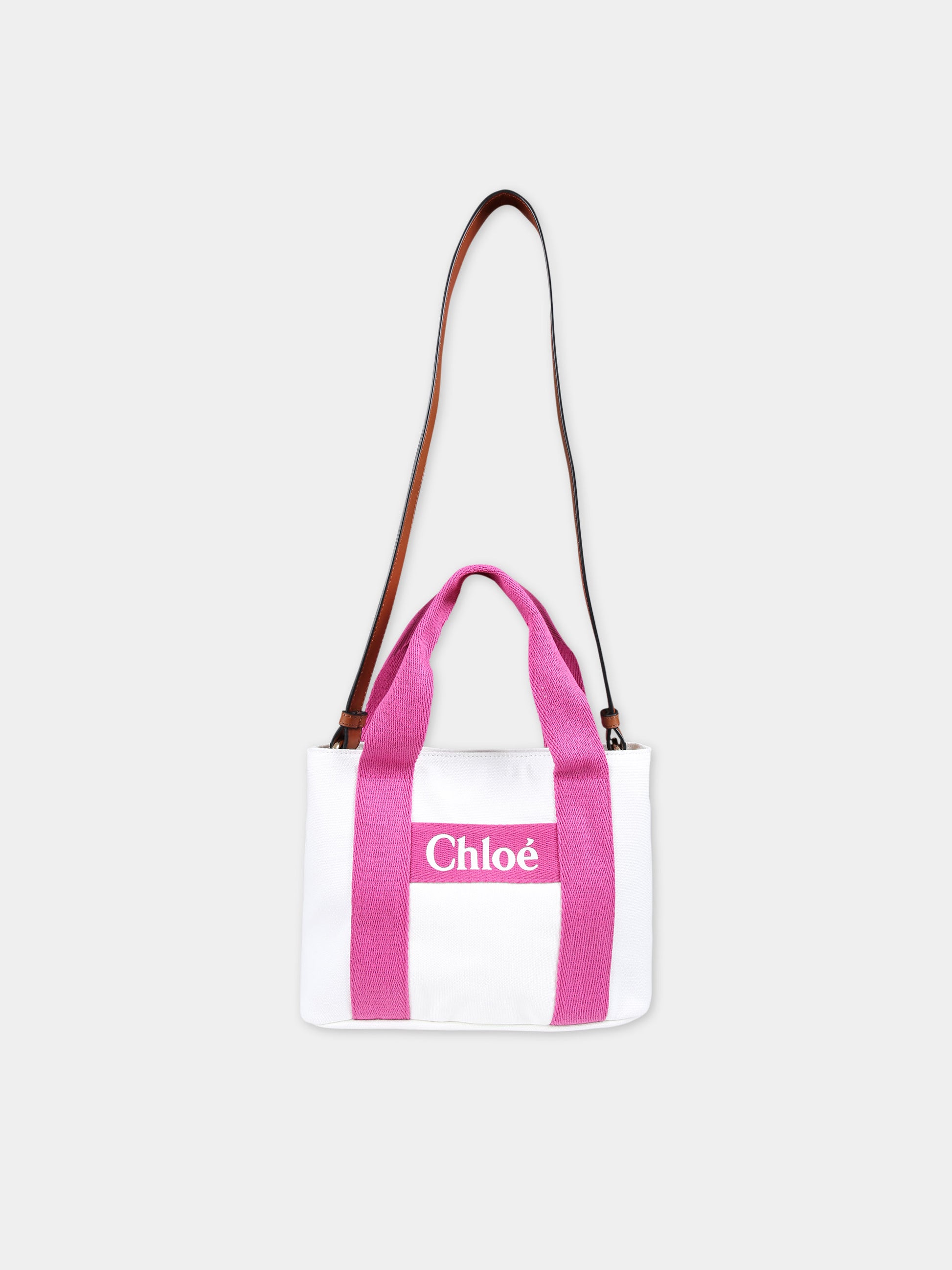 Borsa bianca per bambina con logo,Chloé Kids,C20046 117