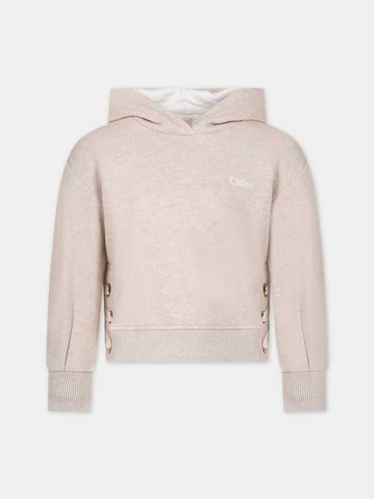 Felpa beige per bambina con logo,Chloé Kids,C20107 C03