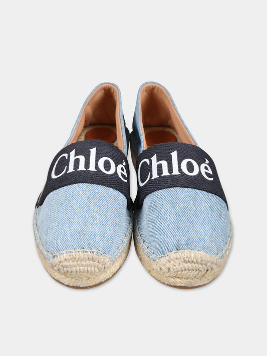 Espadrillas in denim con logo per bambina,Chloé Kids,C20137 Z10