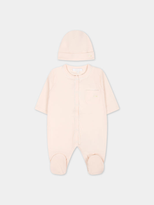Set rosa per neonata con logo,Chloé Kids,C20155 440