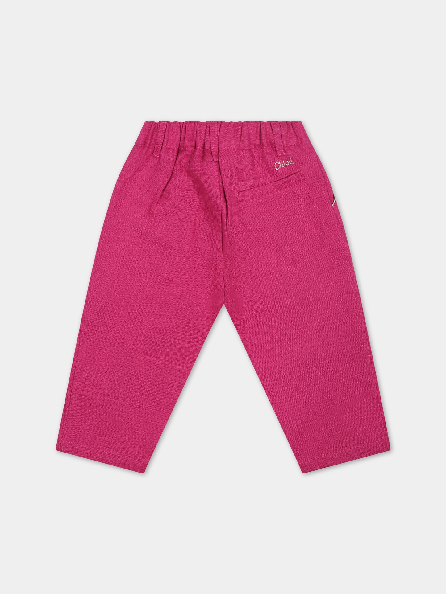 Pantalone casual fucsia per neonata,Chloé Kids,C20015 49L