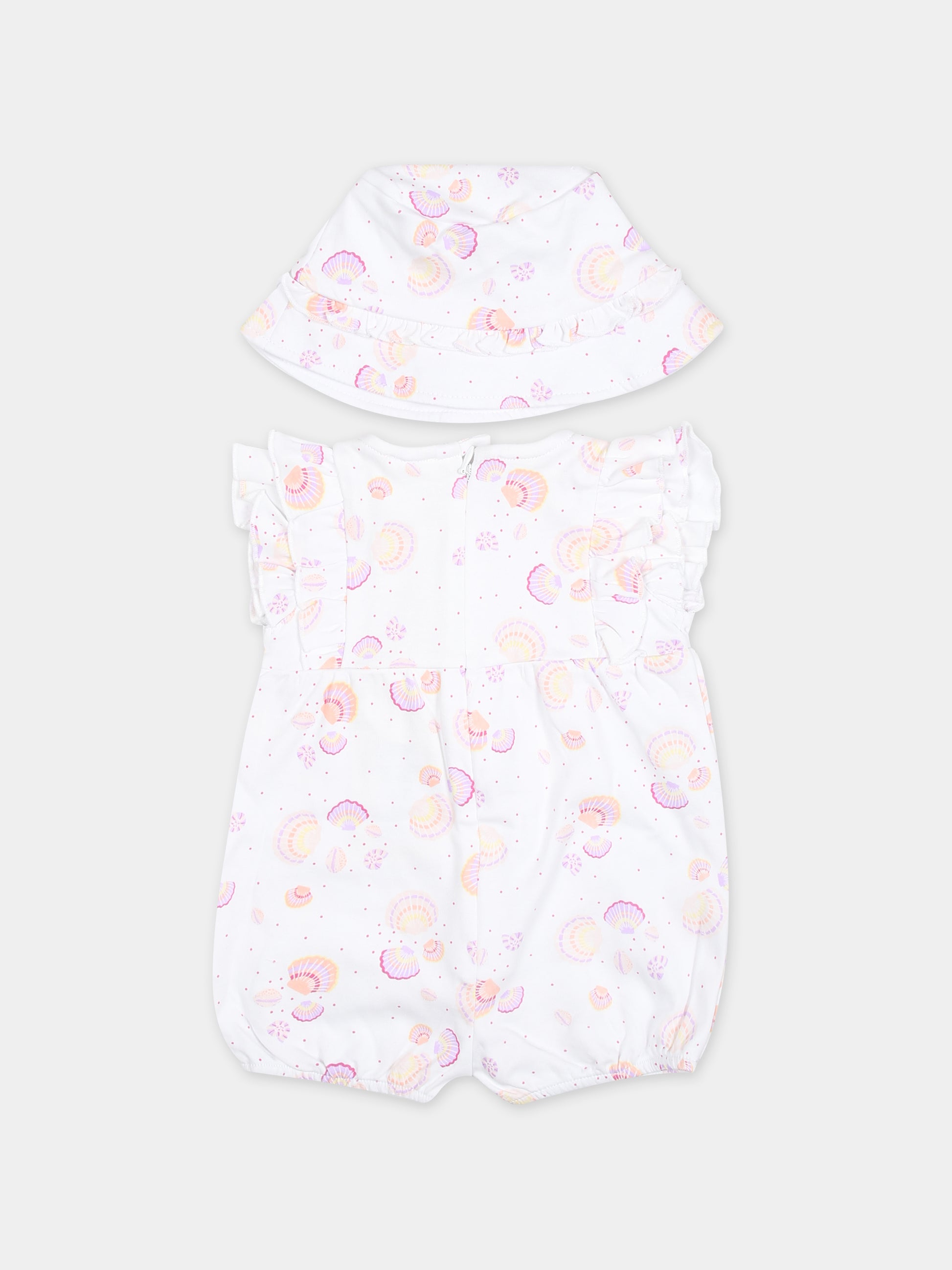 Pagliaccetto bianco per bambina con conchiglie all-over,Carrement Beau,Y30016 10P