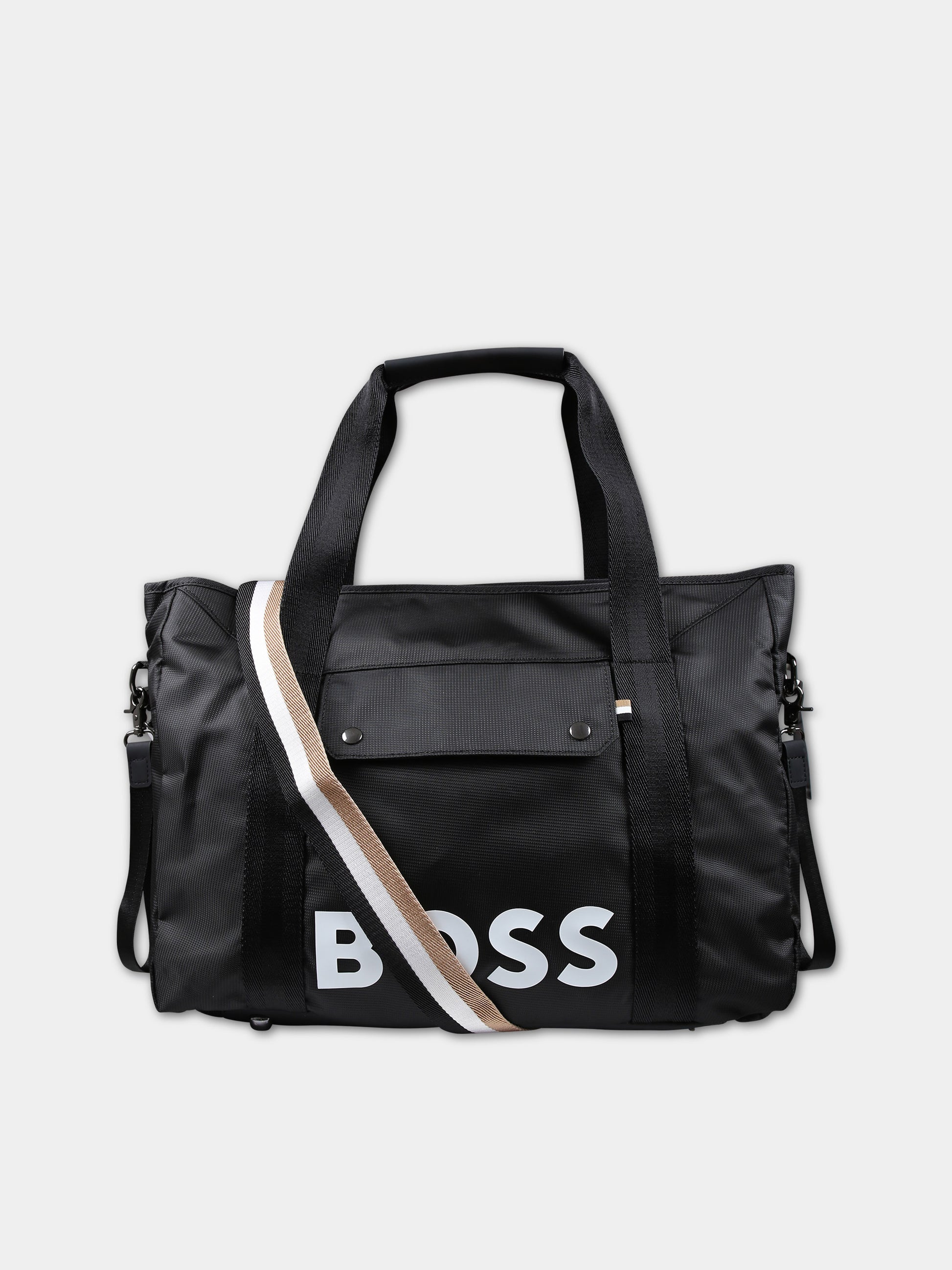 Borsa mamma nera per neonato con logo,Boss,J51022 09B
