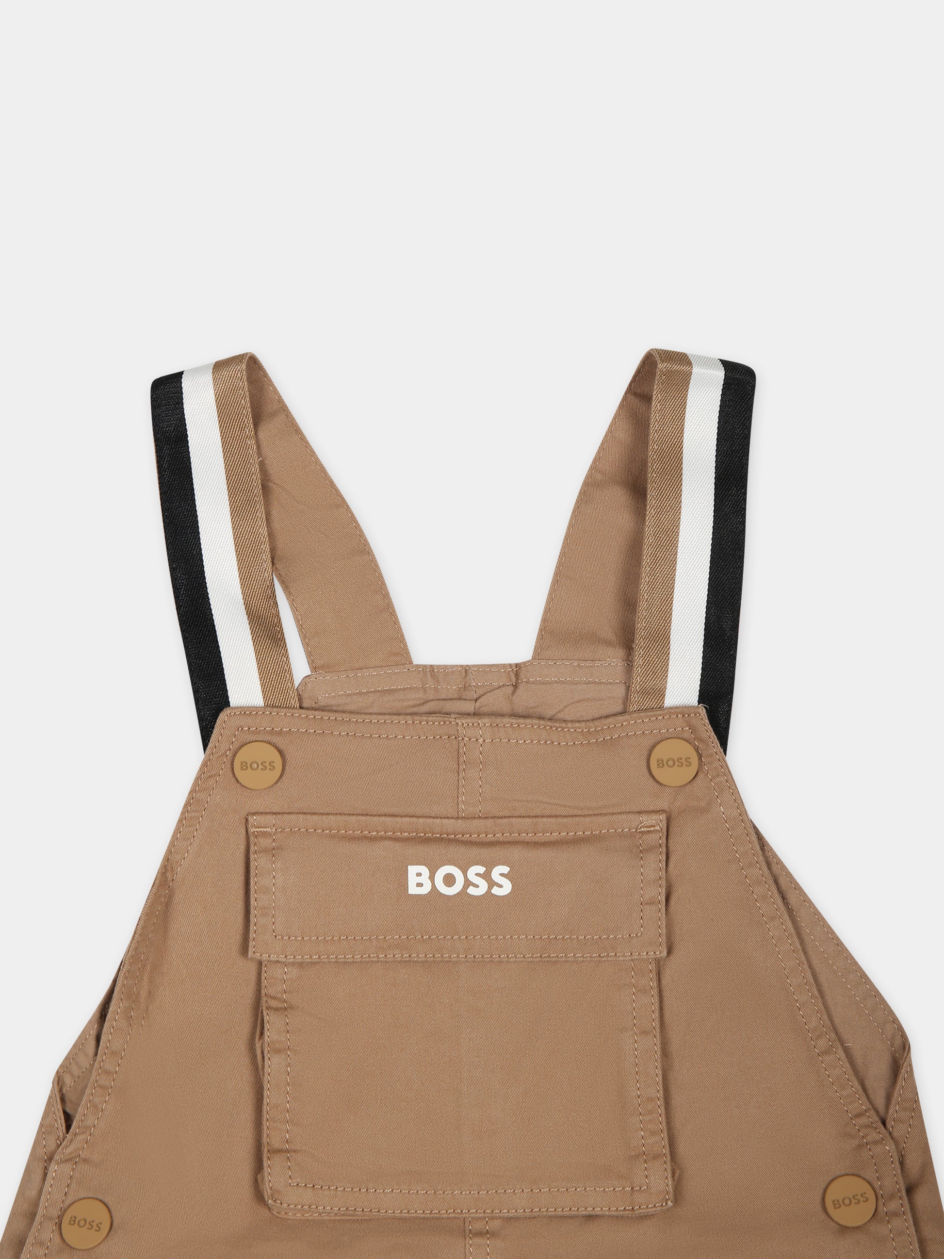 Salopette marrone per neonato con logo,Boss,J50790 269