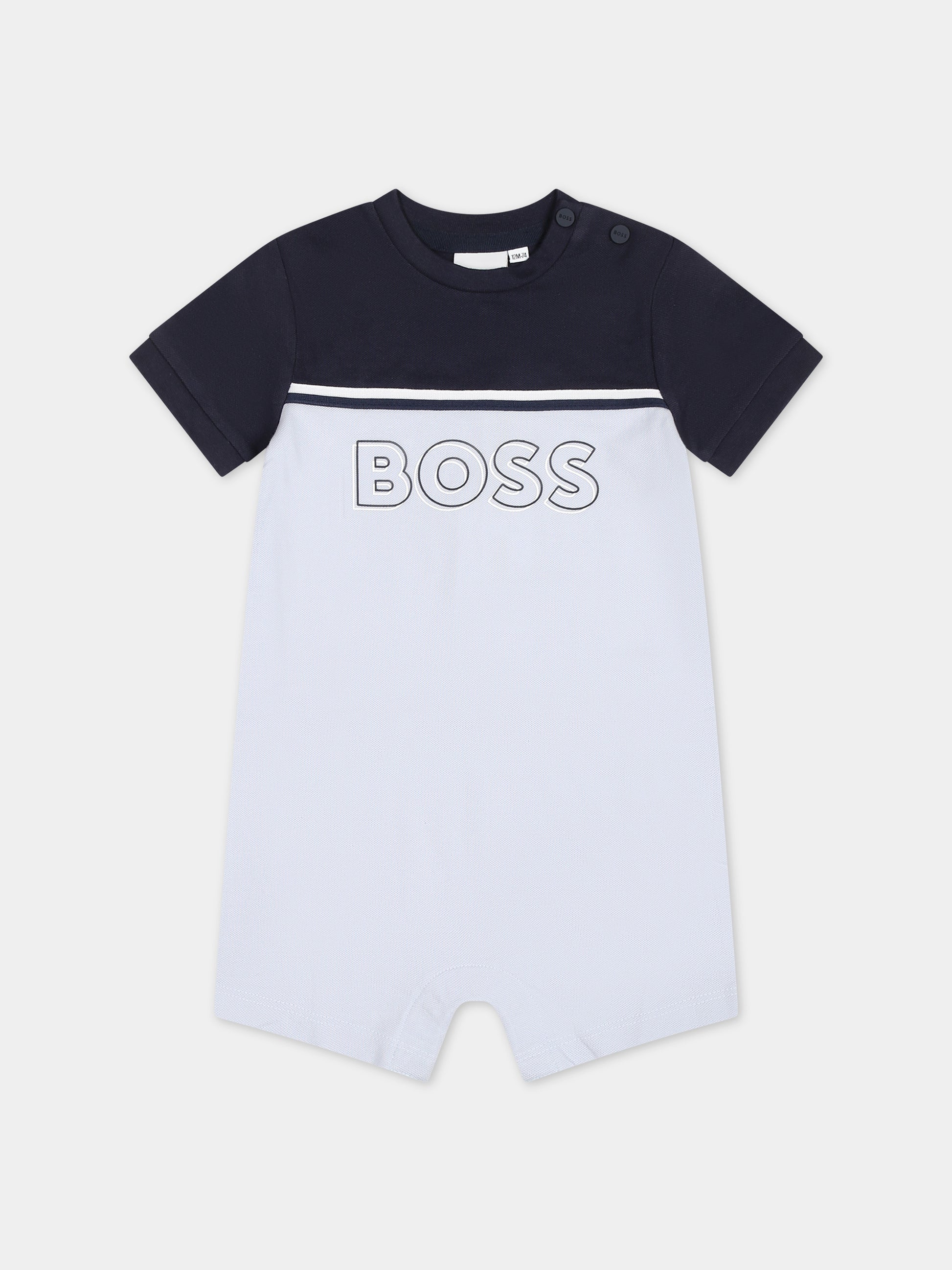 Pagliaccetto celeste per neonato con logo,Boss,J50793 771