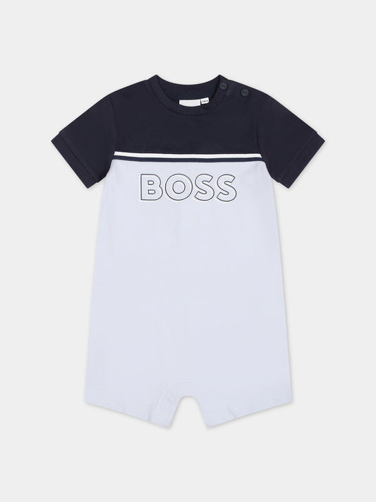 Pagliaccetto celeste per neonato con logo,Boss,J50793 771