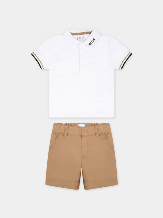 Completo bianco per neonato con logo,Boss,J50989 N03