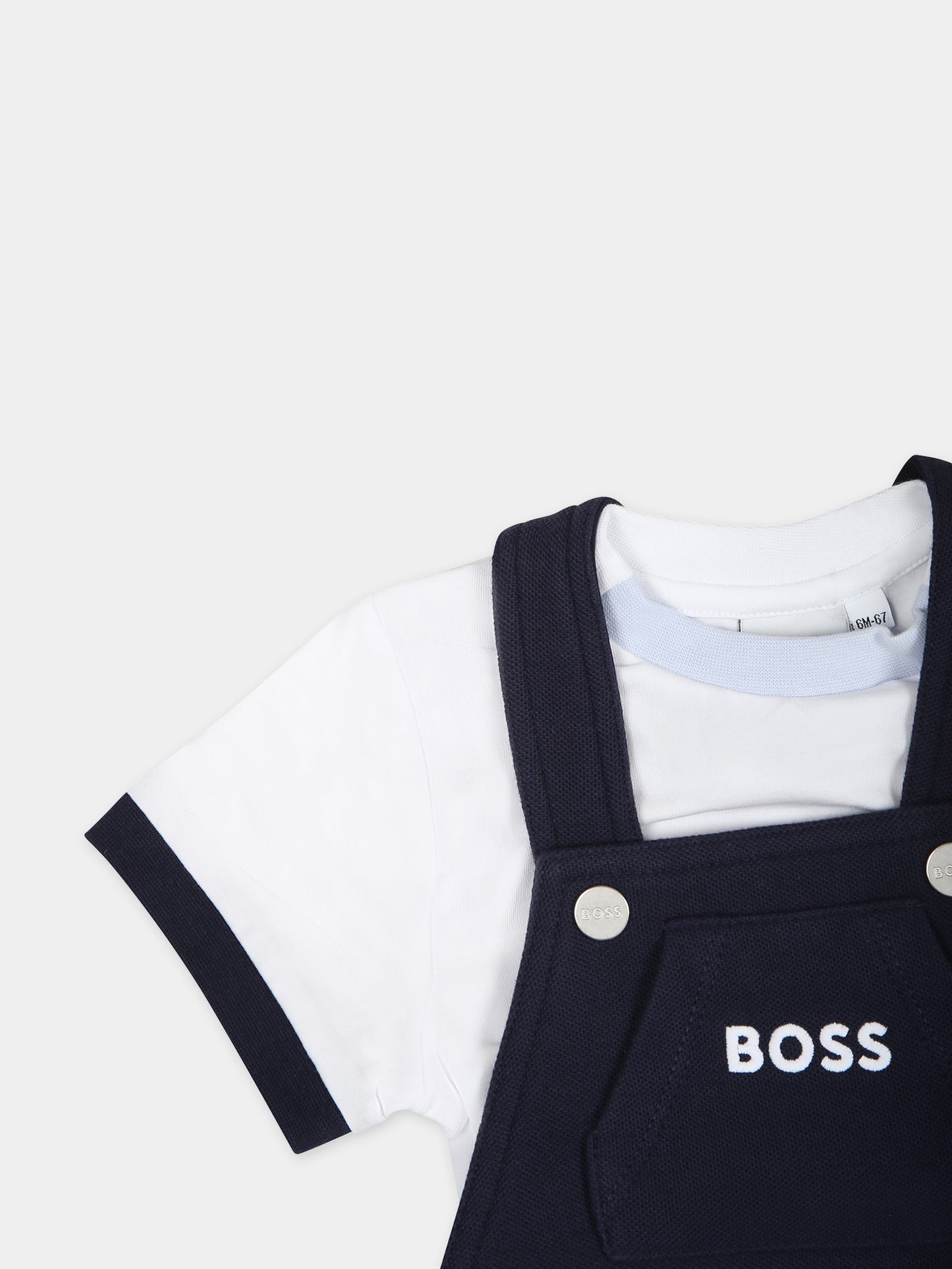 Salopette blu per neontato con logo,Boss,J50801 849