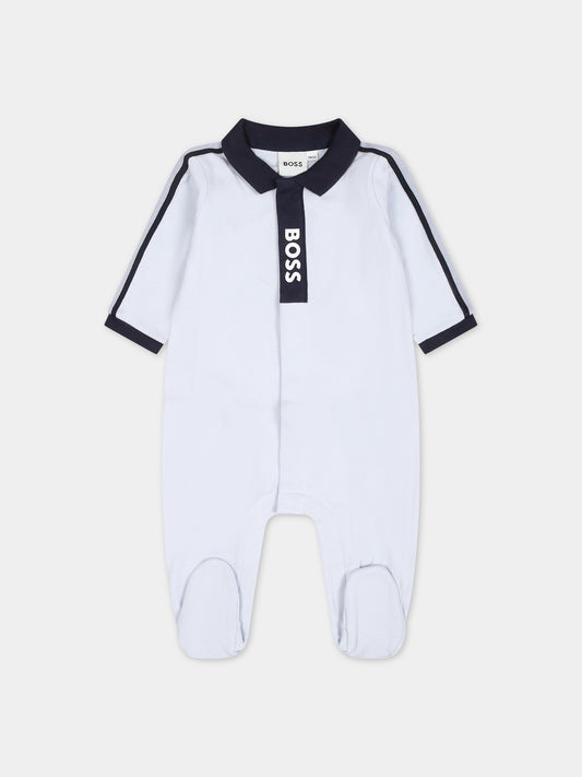 Tutina celeste per neonato con logo,Boss,J50782 771