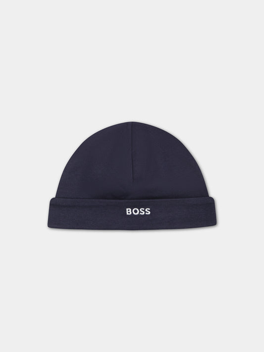 Cappello blu per neonato con logo,Boss,J50786 849