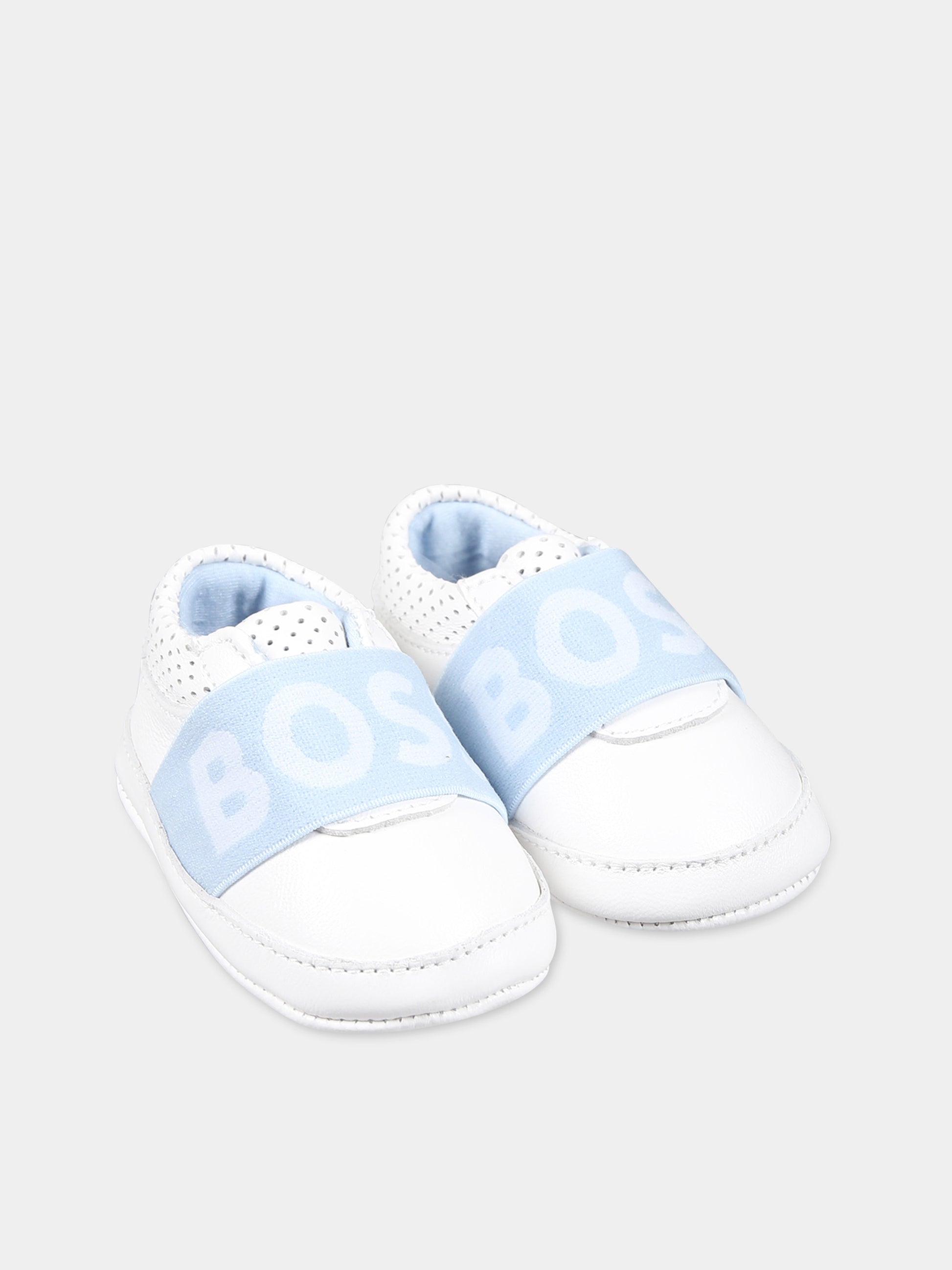 Sneakers bianche per neonato con logo,Boss,J50883 10P