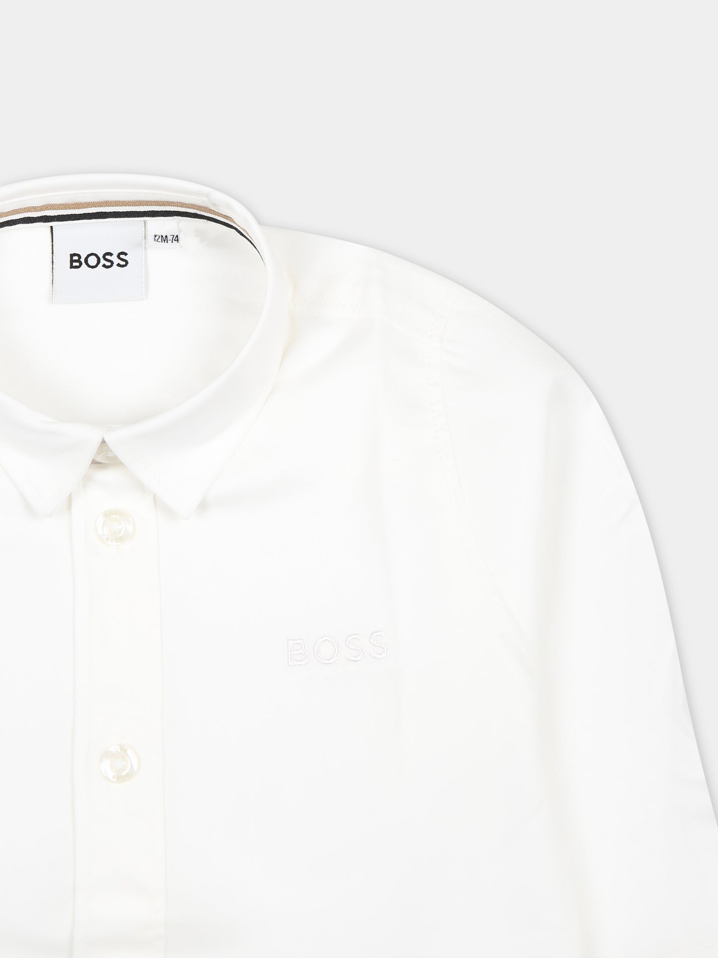 Camicia bianca per neonato con logo,Boss,J50586 10P