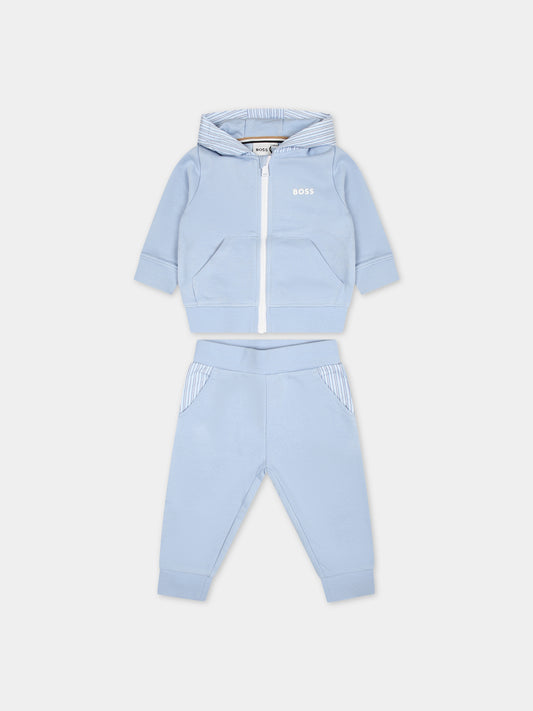 Completo celeste per neonato con logo,Boss,J50629 783