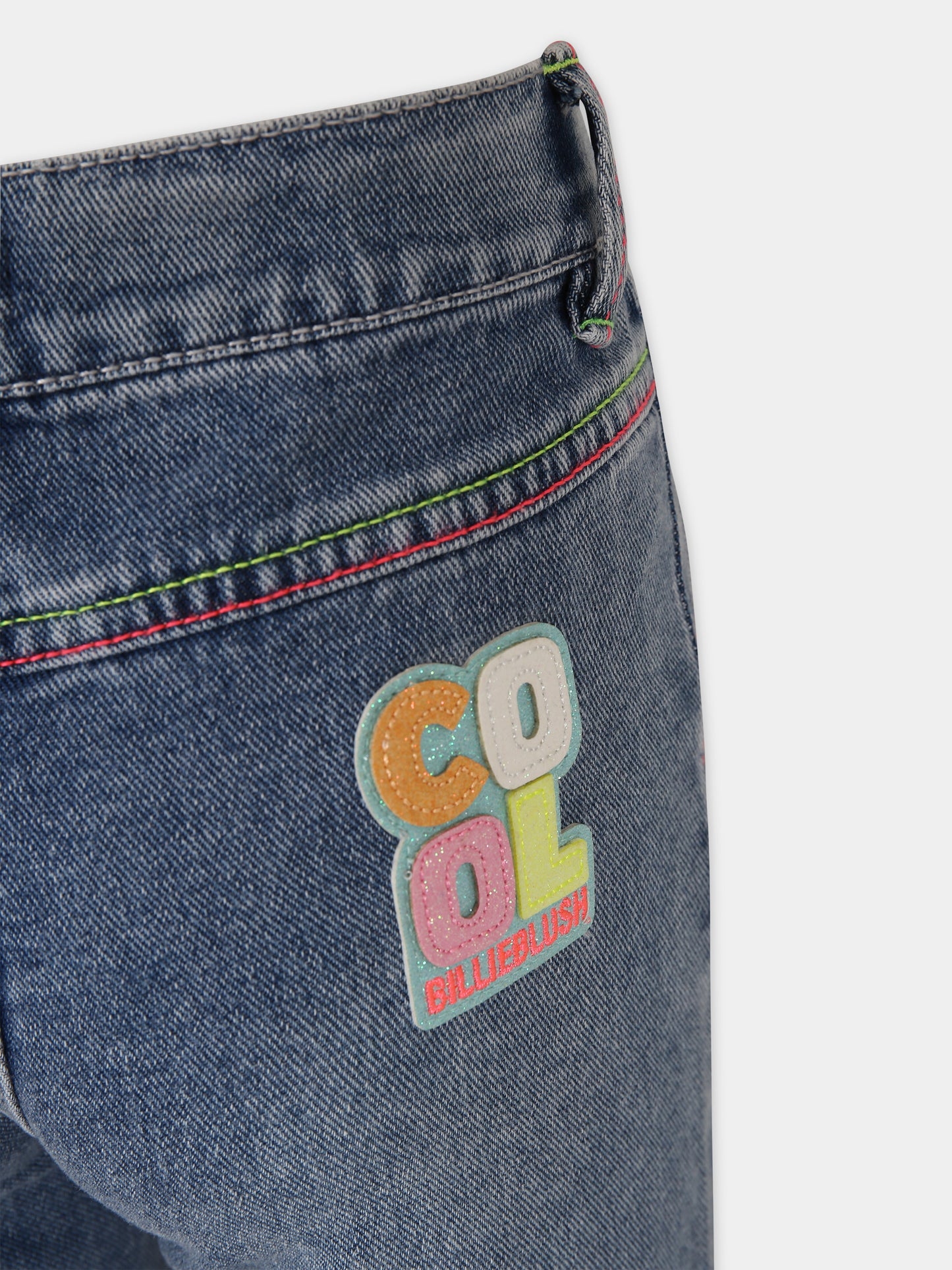 Jeans denim per bambina con logo,Billieblush,U20133 Z13