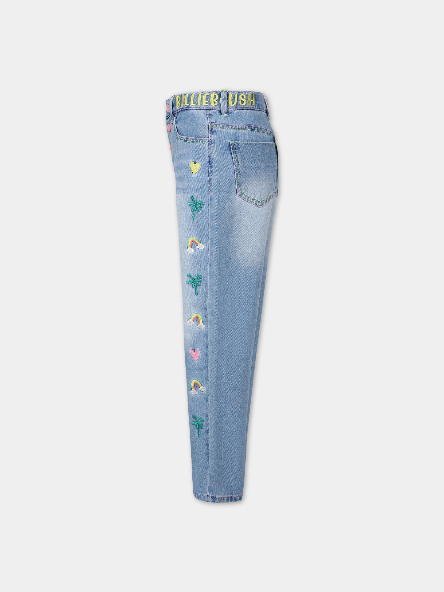 Jeans in denim per bambina con ricami all-over,Billieblush,U20019 Z18