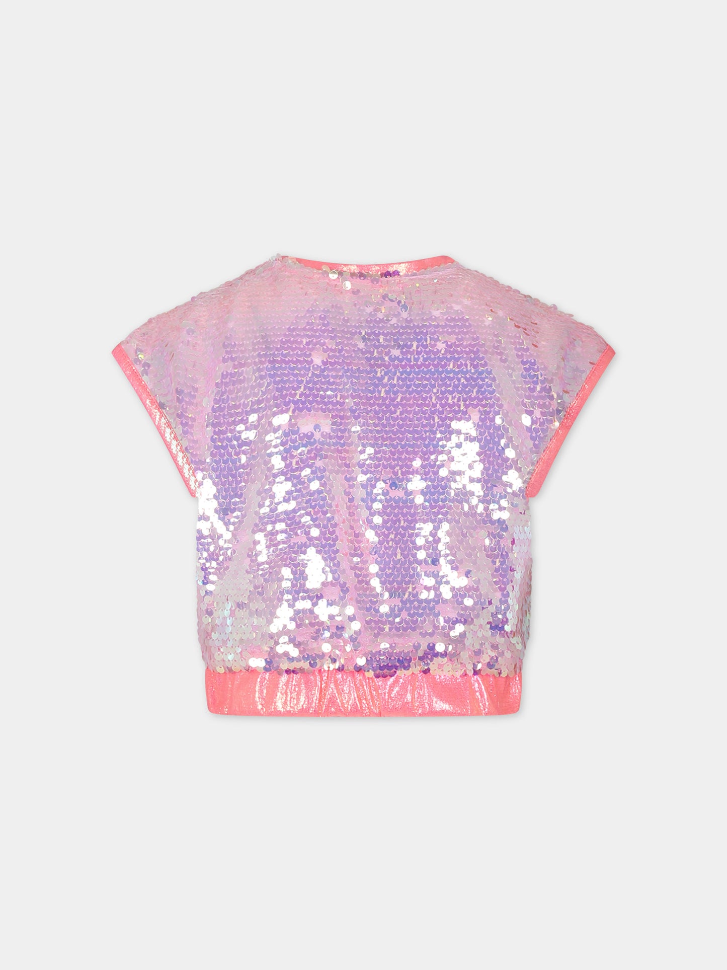 Gilet rosa per bambina con paillettes,Billieblush,U20091 462