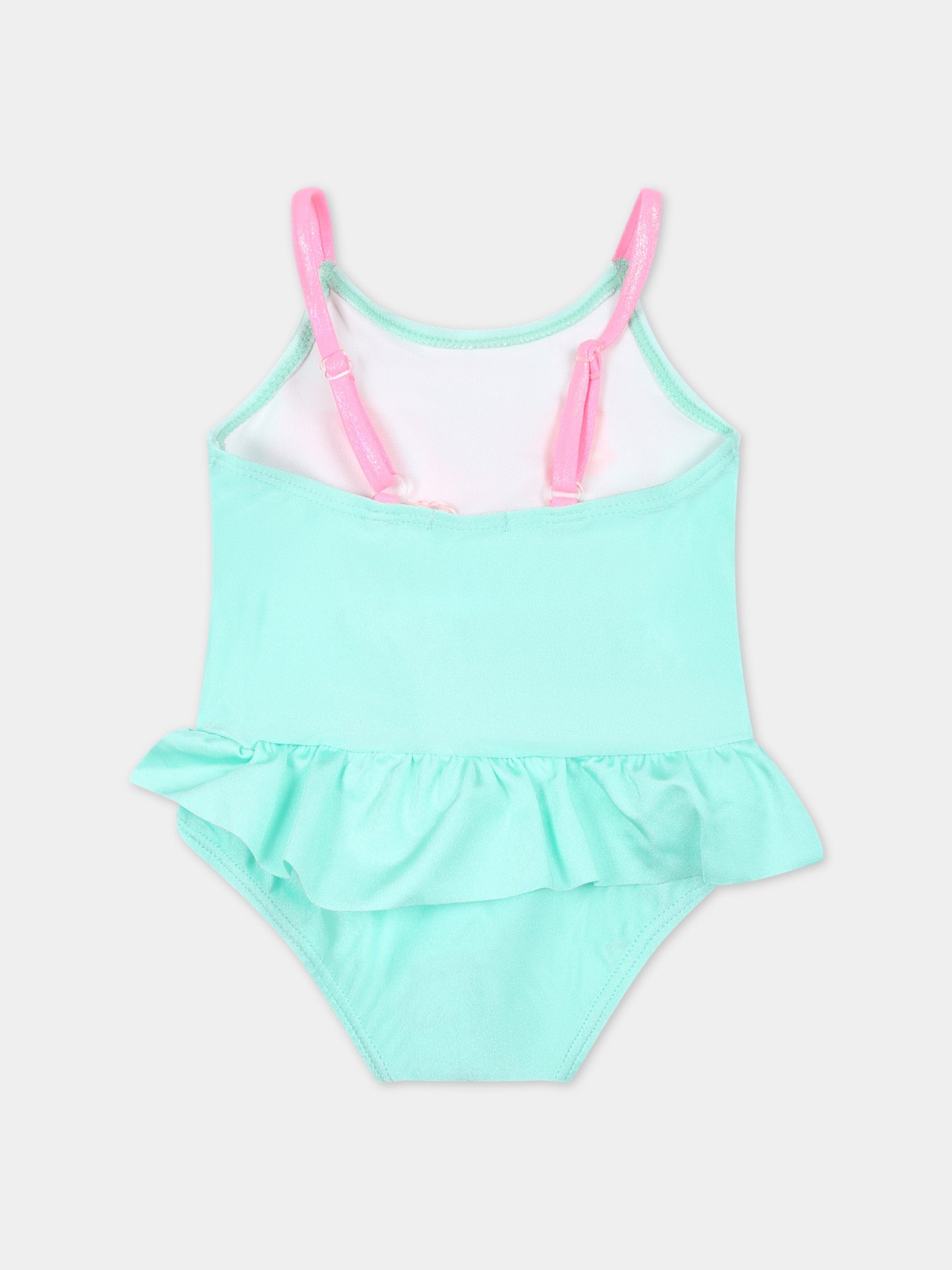 Costume intero verde per neonata con cuori,Billieblush,U20043 74A