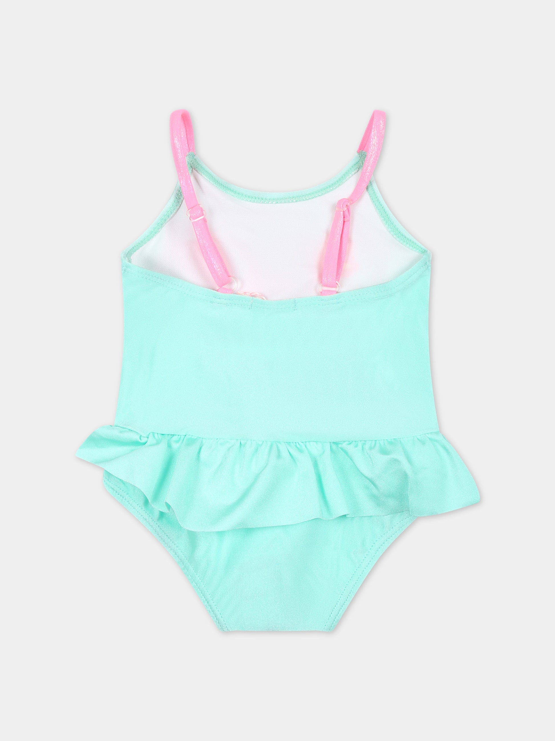 Costume intero verde per neonata con cuori,Billieblush,U20043 74A