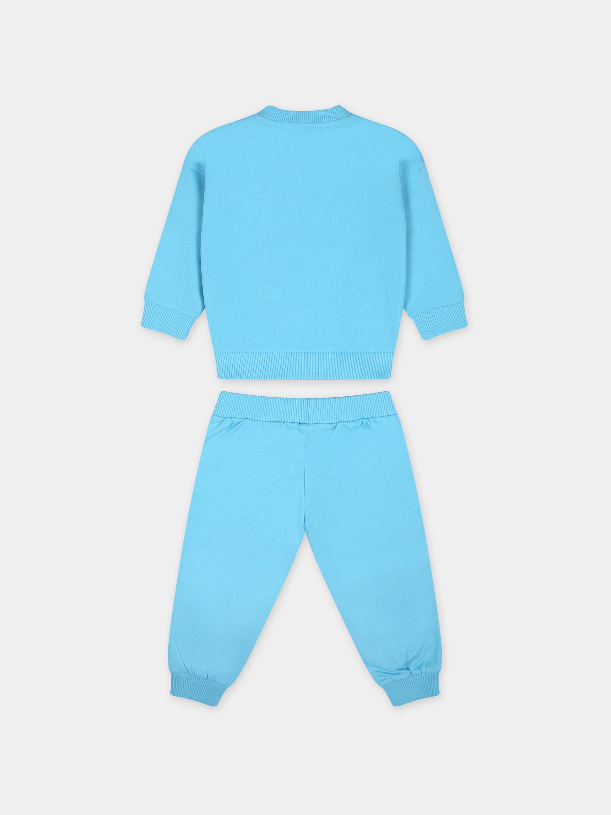 Completo celeste per neonata con logo,Moschino Kids,MOK049 LCA51 40538